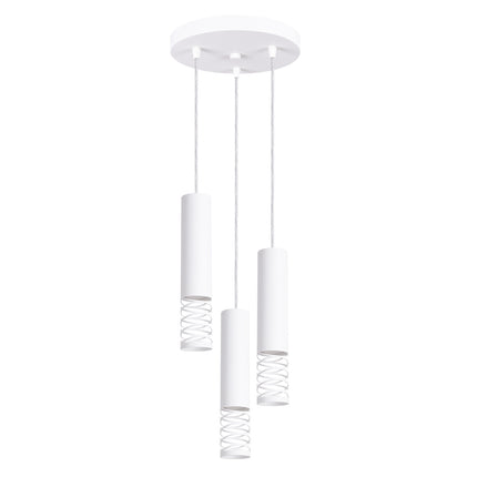 suspension ronde 3 tubes à embout ajouré spirale blanc, packshot sur fond blanc
