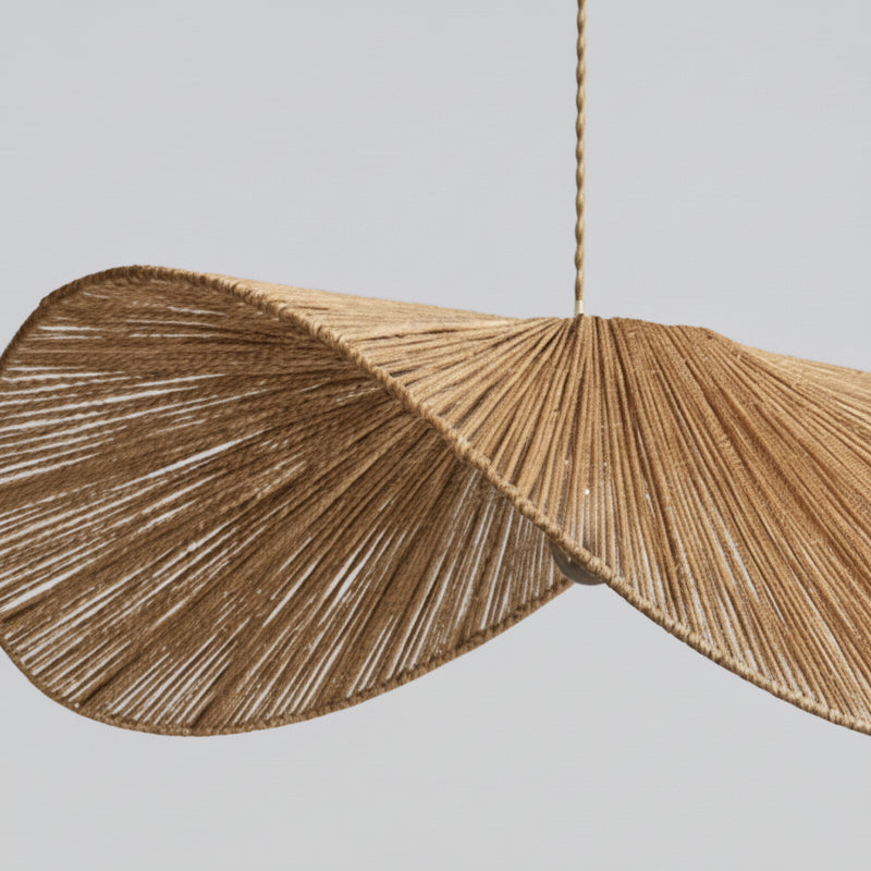 Dimensions Böhmische Pendelleuchte aus geflochtenem Rattan