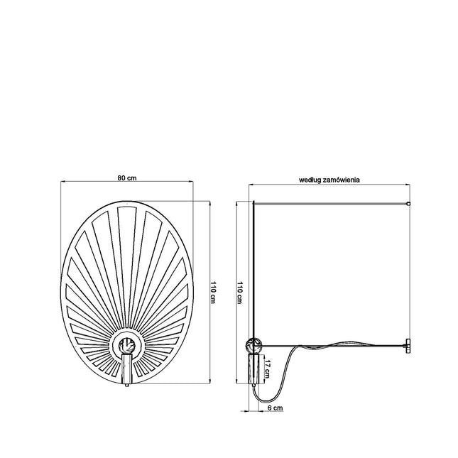 Schéma des dimensions de la suspension Soleil Lumineux blanche