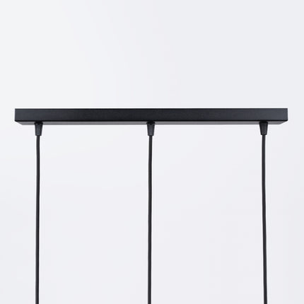 Vue du dessus de la barre et des trois cages de la suspension Sphère en Cage linéaire noir
