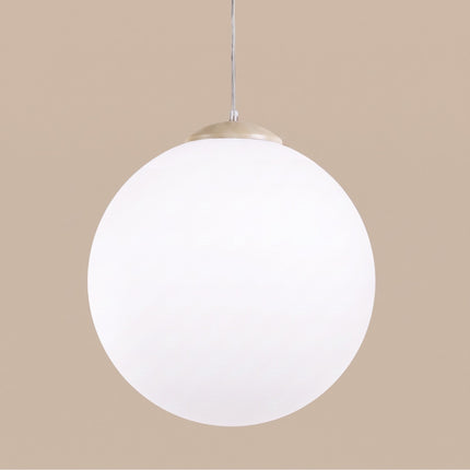 Suspension Sphère Opaline beige clair 40 cm, packshot de trois quarts