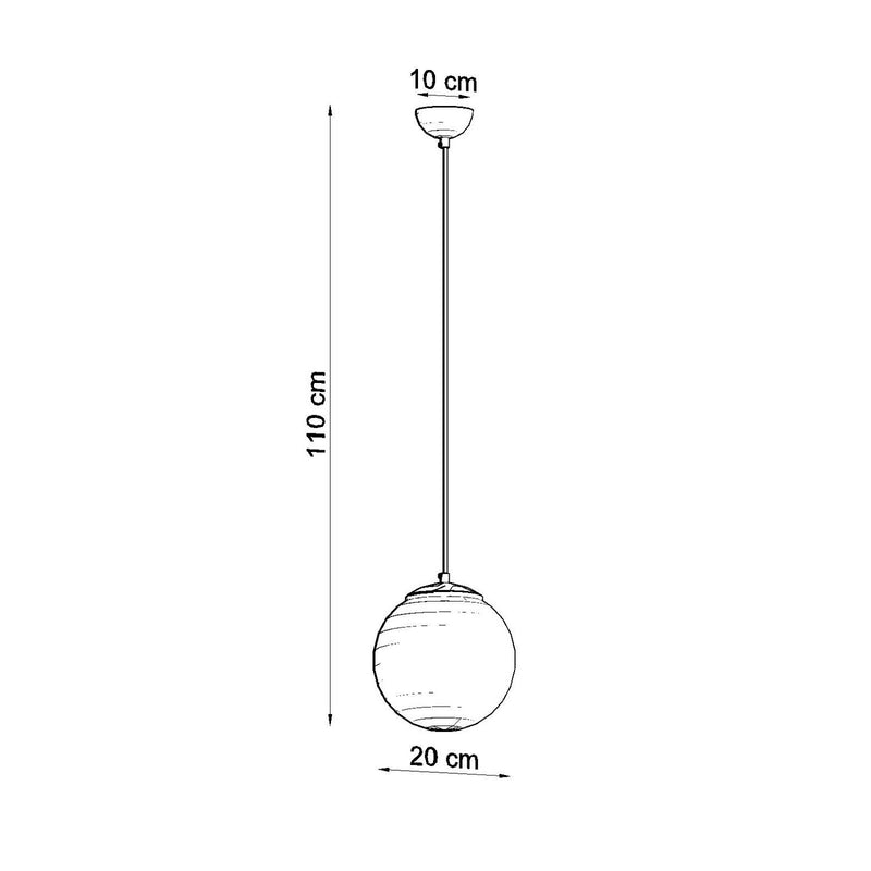 Dimensions Suspension Sphère Opaline Blanche 20 cm
