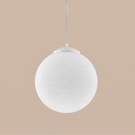 Suspension Sphère Opaline blanche 30 cm, packshot de trois quarts
