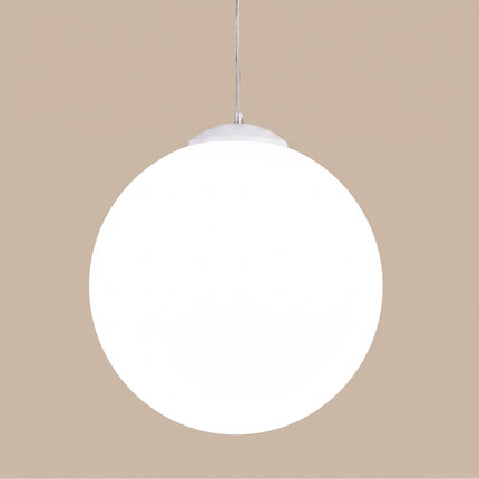 Suspension Sphère Opaline blanche 40 cm, packshot de trois quarts