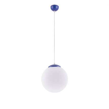Suspension Sphère Opaline bleu outremer 30 cm, packshot sur fond blanc