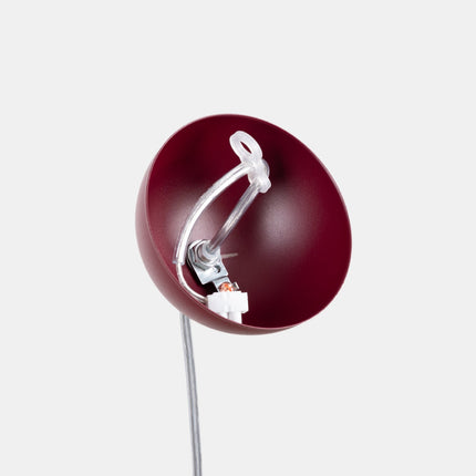 Suspension Sphère Opaline bordeaux 20 cm, mécanisme et platine de montage