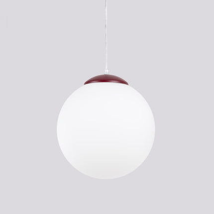 Suspension Sphère Opaline bordeaux 30 cm, vue de détail du globe