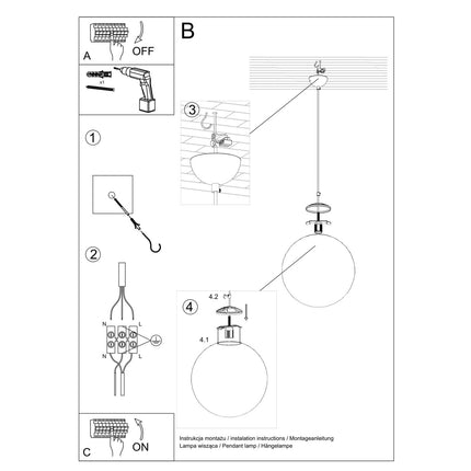 Notice de montage de la suspension sphère opaline bordeaux 30 cm