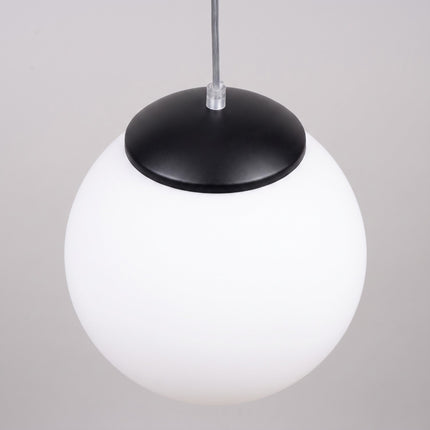 Suspension Sphère Opaline noire 20 cm, détail de la douille et du câble
