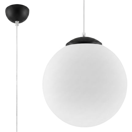 Suspension Sphère Opaline noire 40 cm, packshot sur fond blanc
