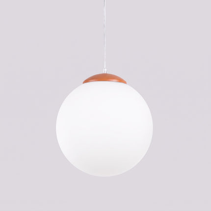Suspension Sphère Opaline ocre rouge 30 cm, vue de détail du globe