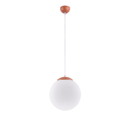 Suspension Sphère Opaline ocre rouge 30 cm, packshot sur fond blanc