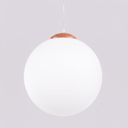 Suspension Sphère Opaline ocre rouge 40 cm, vue de détail du globe