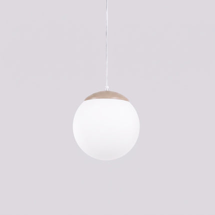 Suspension Sphère Opaline taupe 20 cm, packshot de trois quarts