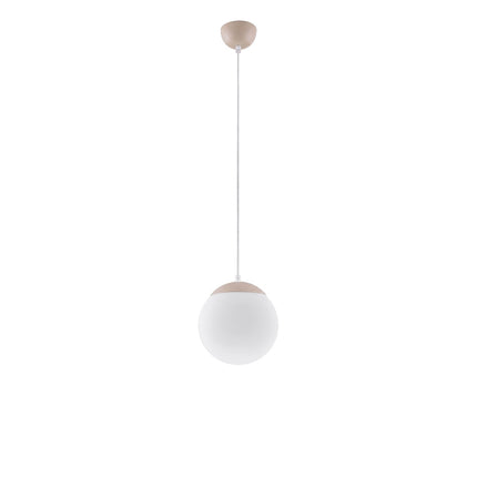 Suspension Sphère Opaline taupe 20 cm, packshot sur fond blanc