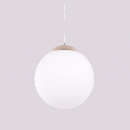 Suspension Sphère Opaline taupe 30 cm, vue de détail du globe