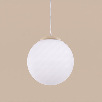 Suspension Sphère Opaline taupe 30 cm, packshot de trois quarts