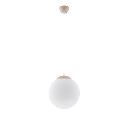 Suspension Sphère Opaline taupe 30 cm, packshot sur fond blanc