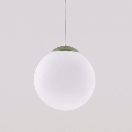Suspension Sphère Opaline vert olive 30 cm, vue de détail du globe