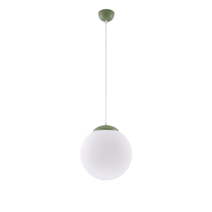 Suspension Sphère Opaline vert olive 30 cm, packshot sur fond blanc