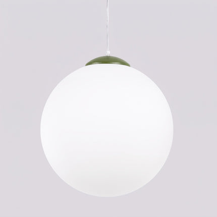 Suspension Sphère Opaline vert olive 40 cm, vue de détail du globe