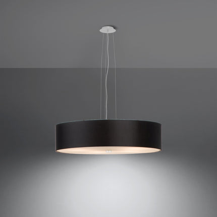suspension tambour en tissu noir 50 cm, lumière allumée