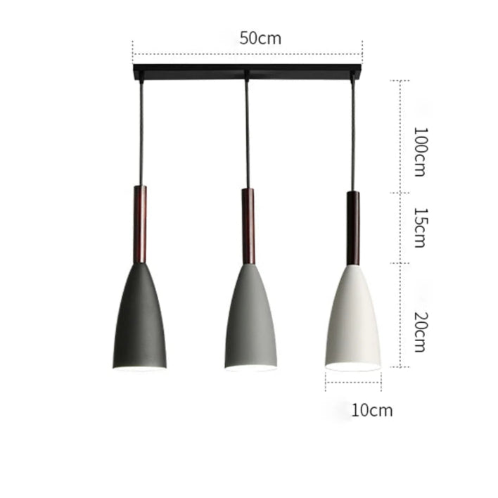 Dimensions Lámpara colgante triple de aluminio minimalista nórdica