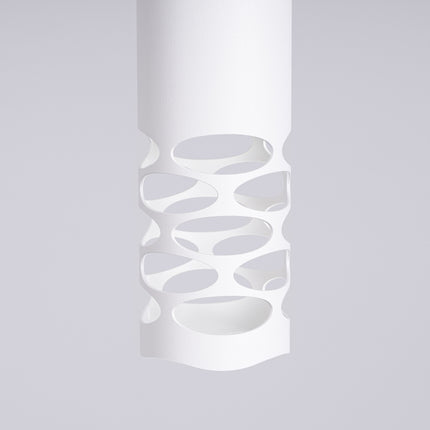 suspension tube à embout ajouré entrelacé blanc, packshot de trois quarts