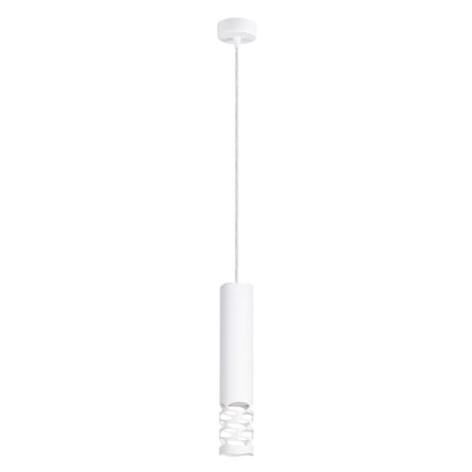 suspension tube à embout ajouré entrelacé blanc, packshot sur fond blanc