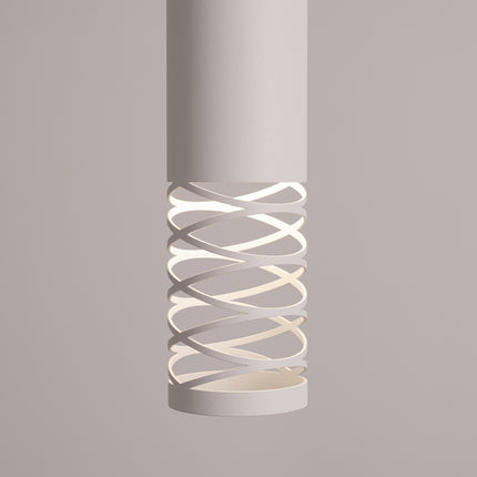 suspension tube à embout ajouré spirale blanc, vue de détail