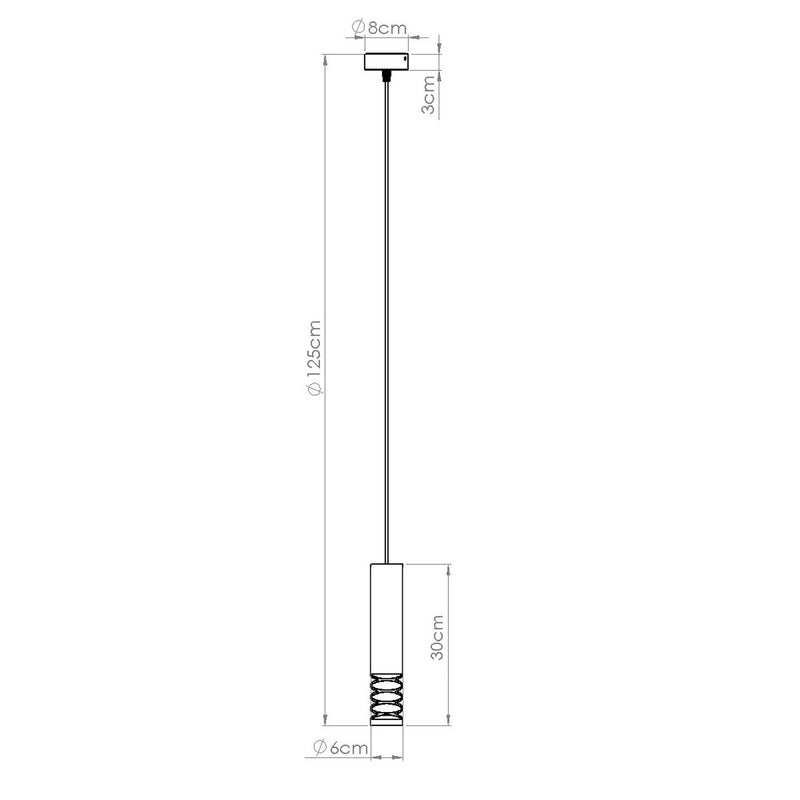 Dimensions Suspension Tube à Embout Ajouré Spirale Blanc