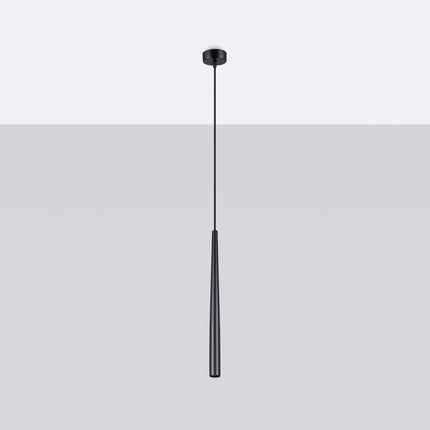 suspension tube conique effilé noir 44 cm, vue en situation