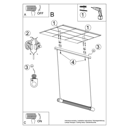 Instructions de montage de la suspension tube lumineux noir