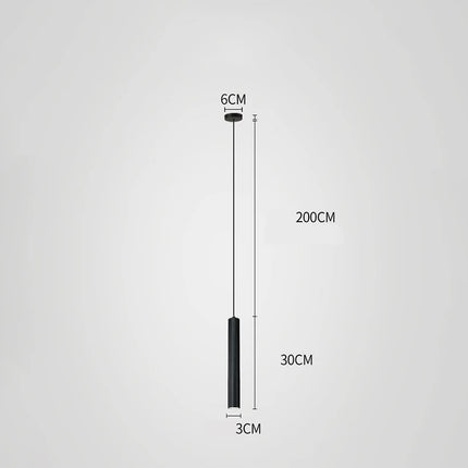 Suspension tube nordique noire diffusant une lumière blanche précise