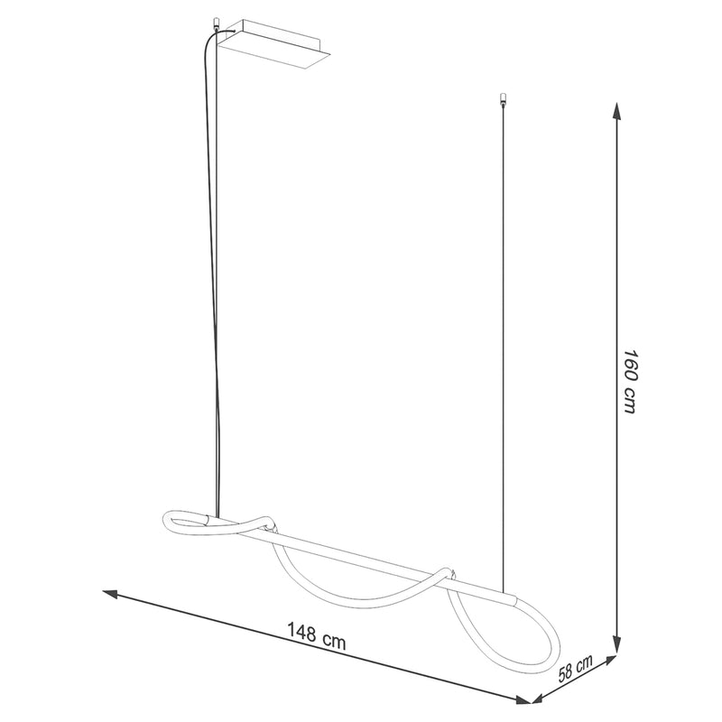Dimensions Lámpara colgante de tubo ajustable con control remoto, 148 LED negros, 2700-6500 K