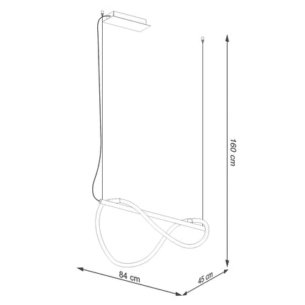Schéma des dimensions de la Suspension Tube LED Réglable 84 cm