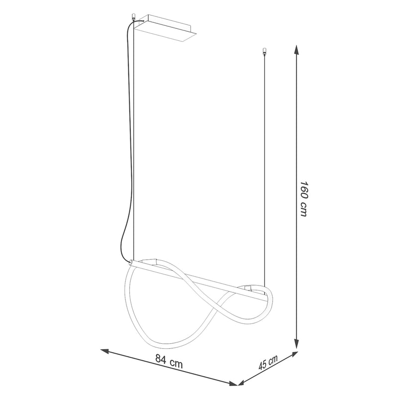 Dimensions Lámpara colgante de tubo ajustable con control remoto, 84 LED negros, 2700-6500 K