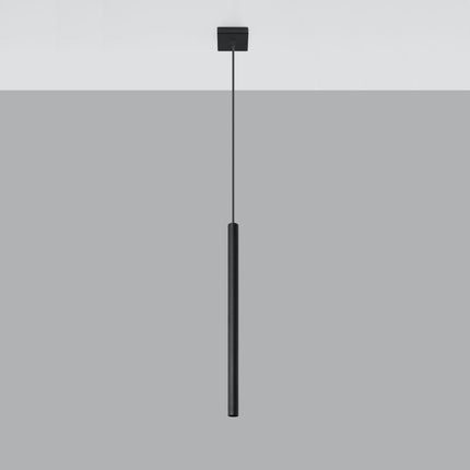 Suspension tubulaire Halo 1 noire, tube fin en acier suspendu au plafond