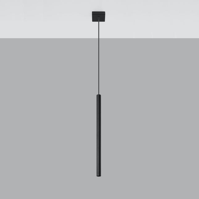 Suspension tubulaire Halo 1 noire, tube fin en acier suspendu au plafond