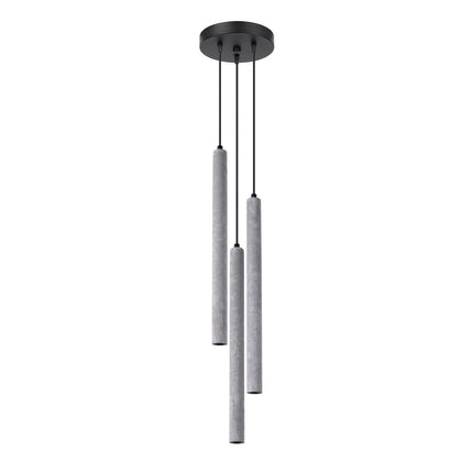 Suspension Tubulaire Halo 3 en Cascade en Béton, rosace ronde noire, éteinte