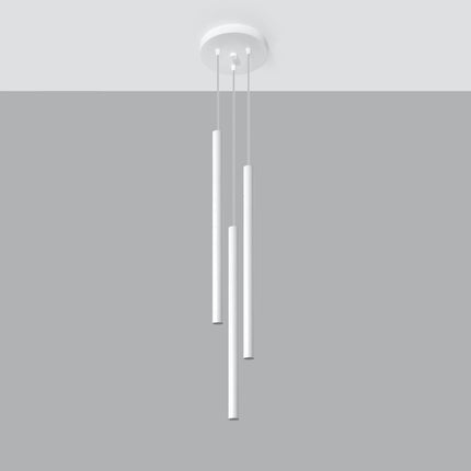 Suspension tubulaire Halo 3 en Cascade blanche, tube fin en acier suspendu au plafond