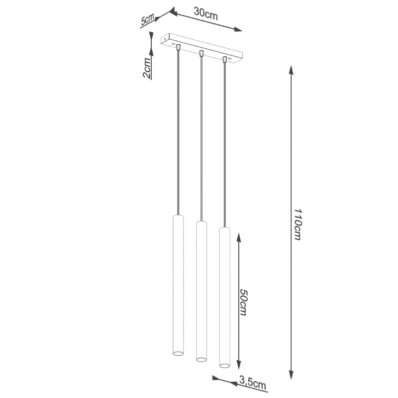 Dimensions Halo 3-Line Concrete Tubular Pendant Light