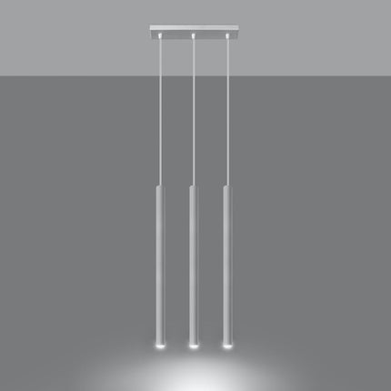 Suspension tubulaire Halo 3 en Ligne blanche, gros plan sur le tube fin et la douille G9