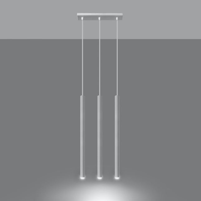 Suspension tubulaire Halo 3 en Ligne blanche, gros plan sur le tube fin et la douille G9