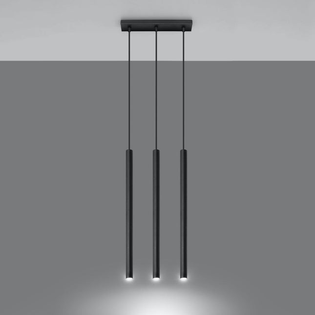 Suspension tubulaire Halo 3 en Ligne noire, gros plan sur le tube fin et la douille G9