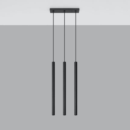 Suspension tubulaire Halo 3 en Ligne noire, tube fin en acier suspendu au plafond