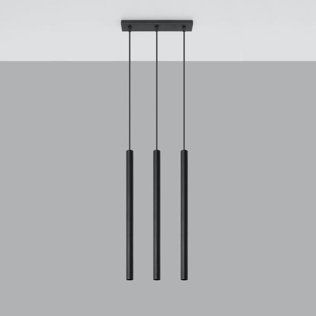 Suspension tubulaire Halo 3 en Ligne noire, tube fin en acier suspendu au plafond