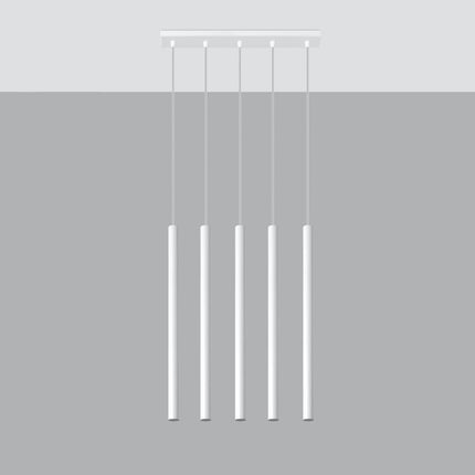 Suspension tubulaire Halo 5 en Ligne blanche, tube fin en acier suspendu au plafond