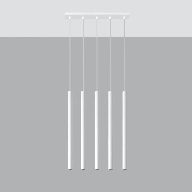 Suspension tubulaire Halo 5 en Ligne blanche, tube fin en acier suspendu au plafond