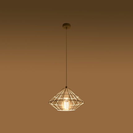 Suspension Umberto blanche géométrique dans un salon contemporain